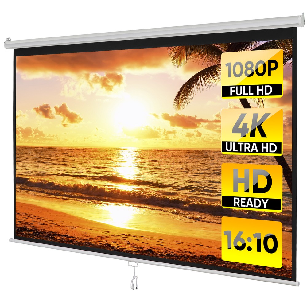 Foldable Portable 100" Projector Screen 16:10 Hd Projection Screen  Manual Pull