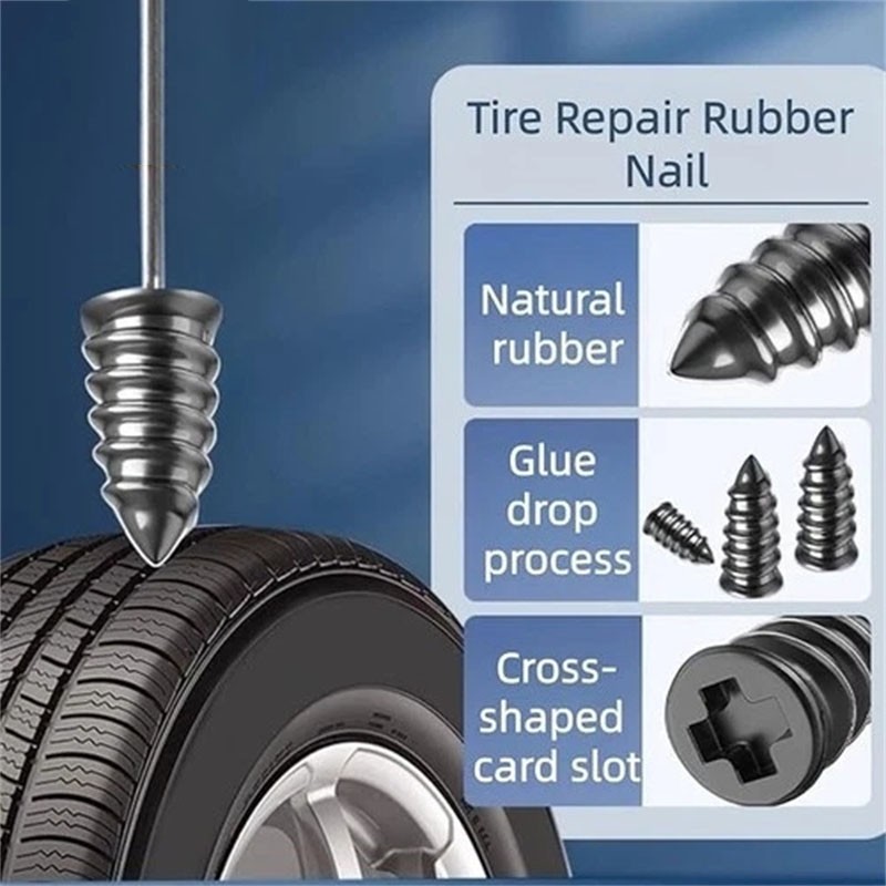 60 Pcs Rubber Tire Nail Repair Kit Screw In Tire Plugs for Car Truck SUV Van
