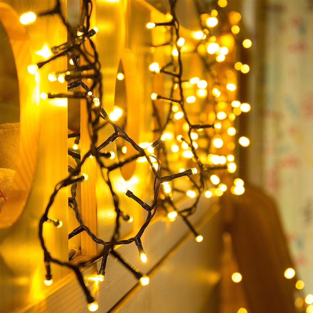 82ft 1000 LED Cluster Christmas String Lights - Dark Green Wire Tree Lights -...