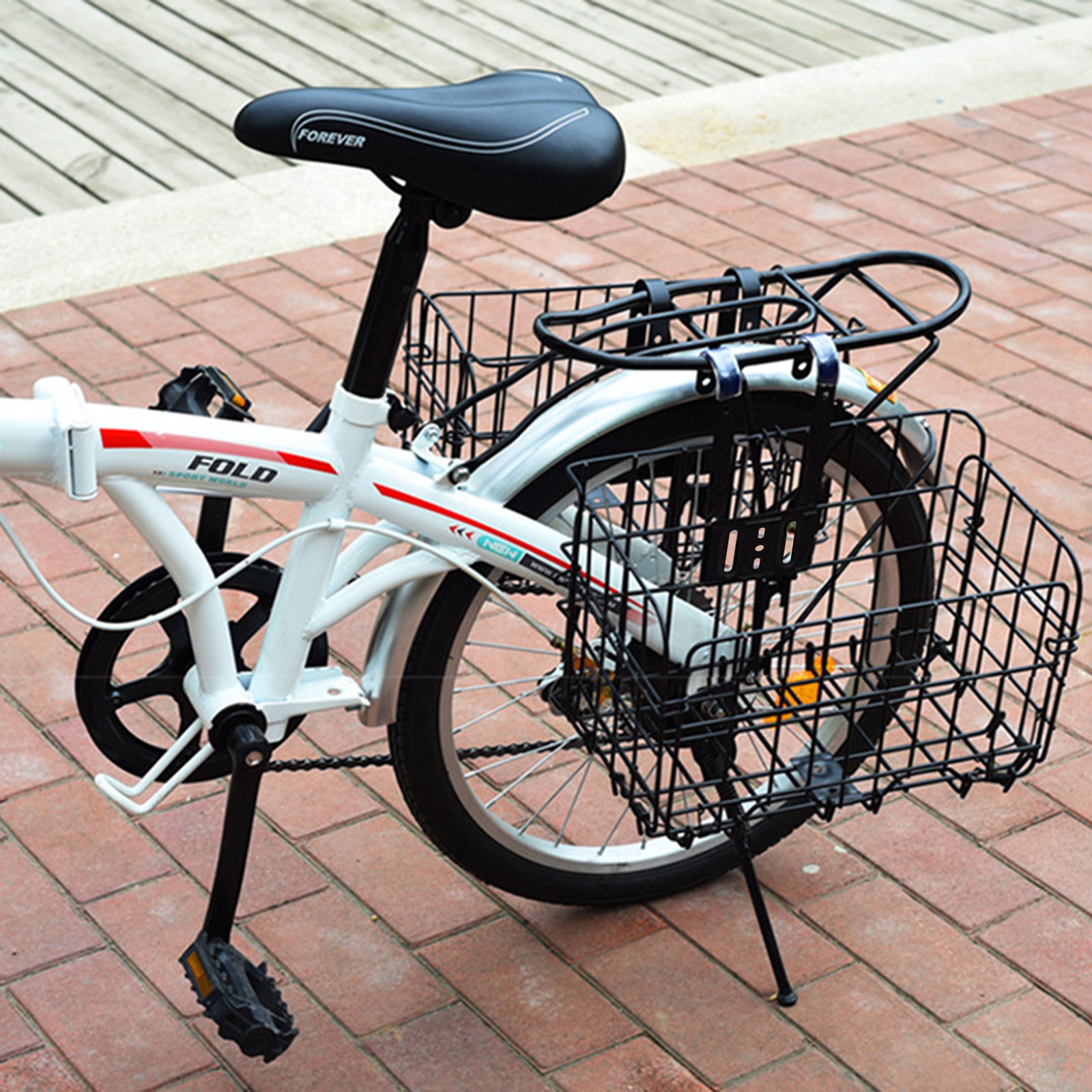 Folding Rear Bike Basket Detchable Front Bag Rear Hanging Bicycle Cargo Rack
