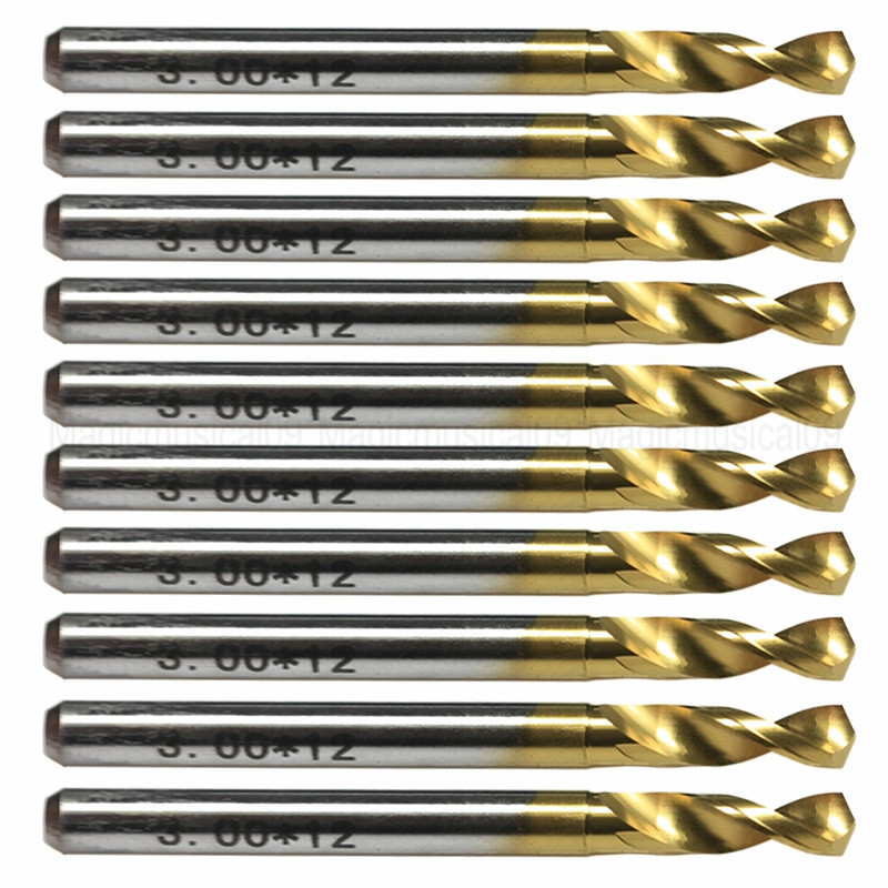 10pcs 3.0mm Titanium Nitride Coated Carbide PCB CNC Drill Bits Router
