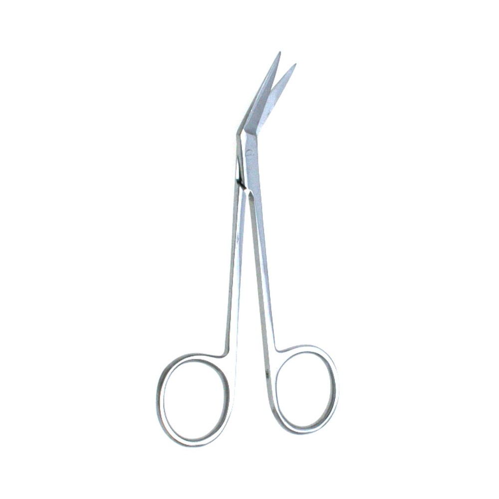 Super Cut Iris Scissors 4.5" Angled to Side Serrated Blade Ring Handle