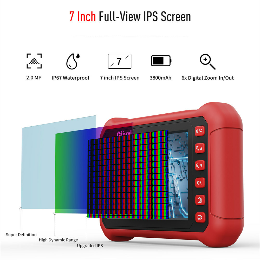 90°Steering Industrial Endoscope Camera 7"IPS Screen Semi-Rigid Borescope Camera