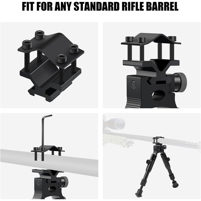 Durable Aluminum Adjustable Bipod W/ Quick Detachable Mount Spring Powered Legs