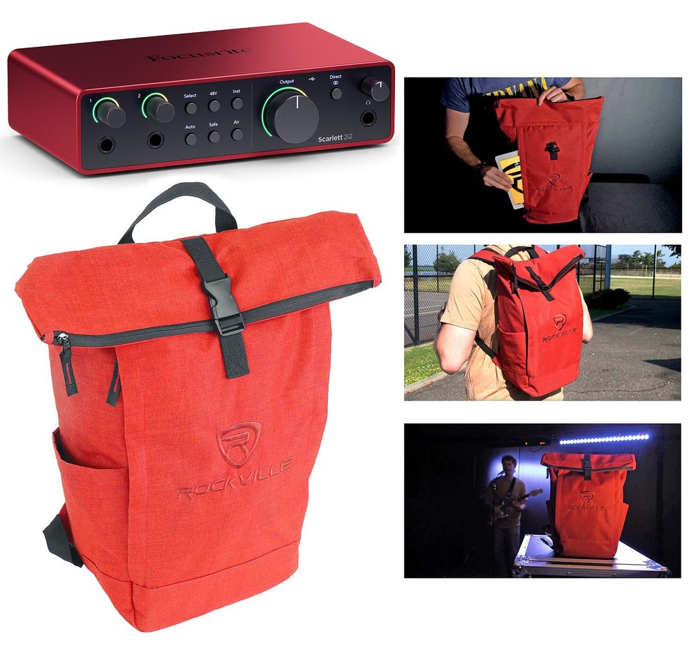 Focusrite Scarlett 2i2 4th Gen Studio Recording USB Audio Interface+Backpack