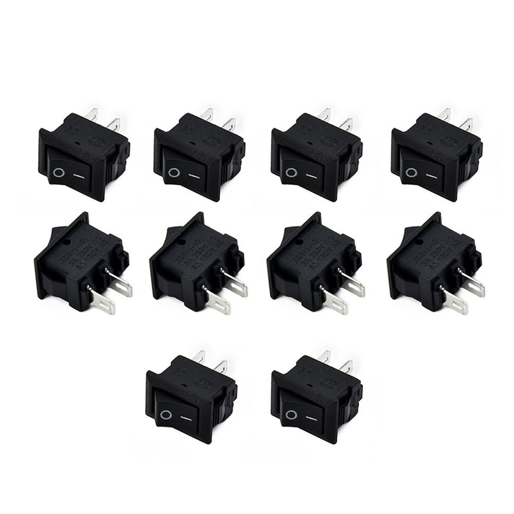 10pcs spst on/off switch mini black 2 plug toggle switch DC 12V 16A