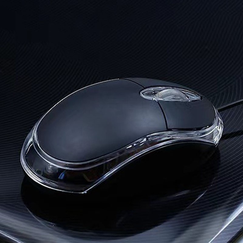 Wired USB Optical Mouse For PC Laptop Computer Scroll Wheel LED Light Black Mice