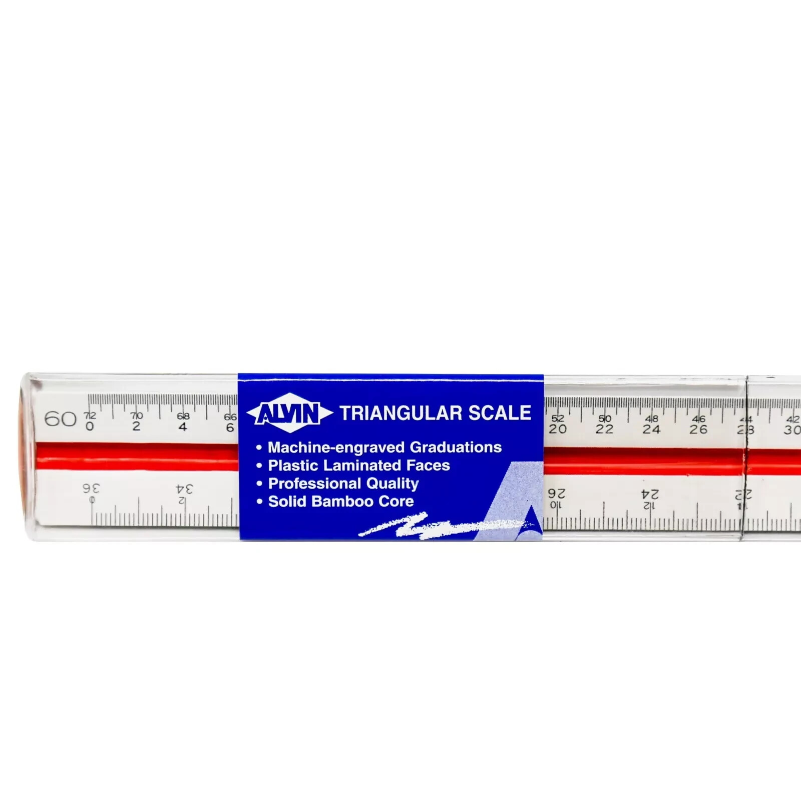 Rare Alvin 241B Engineer Scale 12in Triangular Drafting Ruler Solid Bamboo Japan