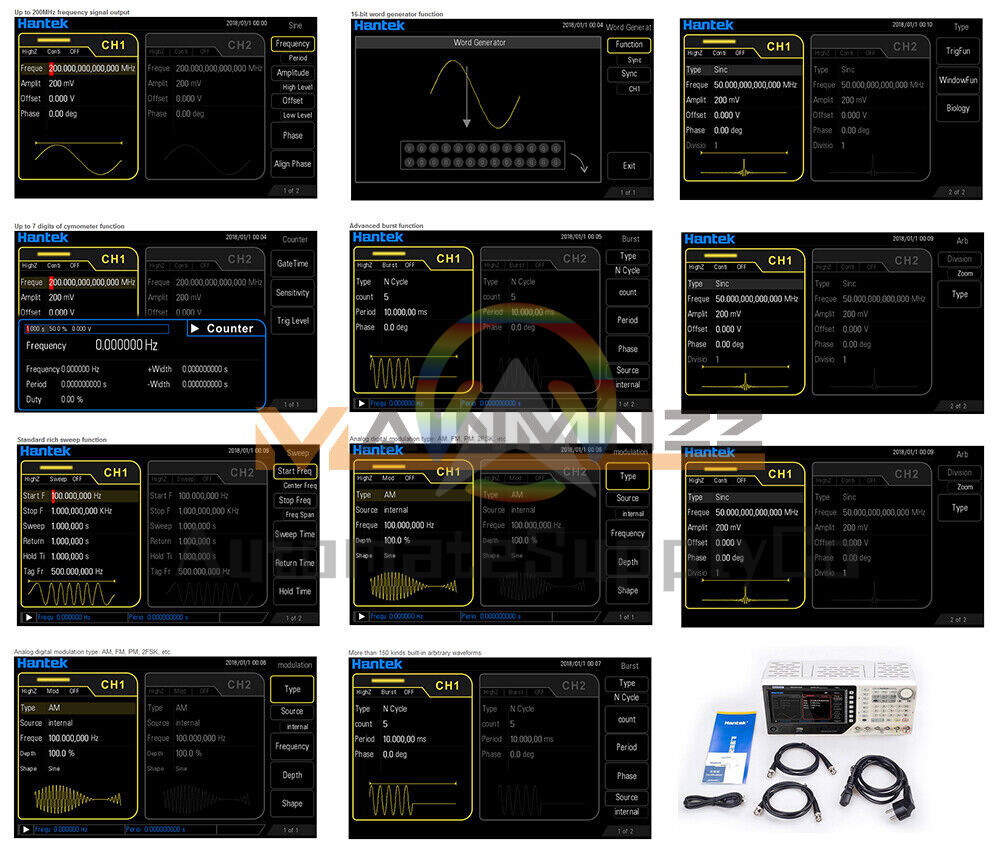 New ONE Hantek Arbitrary waveform Function generator HDG6202B