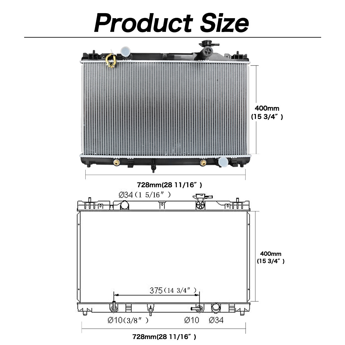 Radiator 2437 for 2002-2006 Toyota Camry Base LE XLE SE 2004-2008 Solara 2.4L