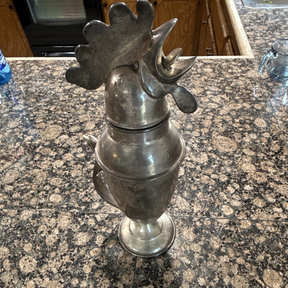 Restoration Hardware Rooster Pattern Silver plated Cocktail Shaker Set, 2-Piece