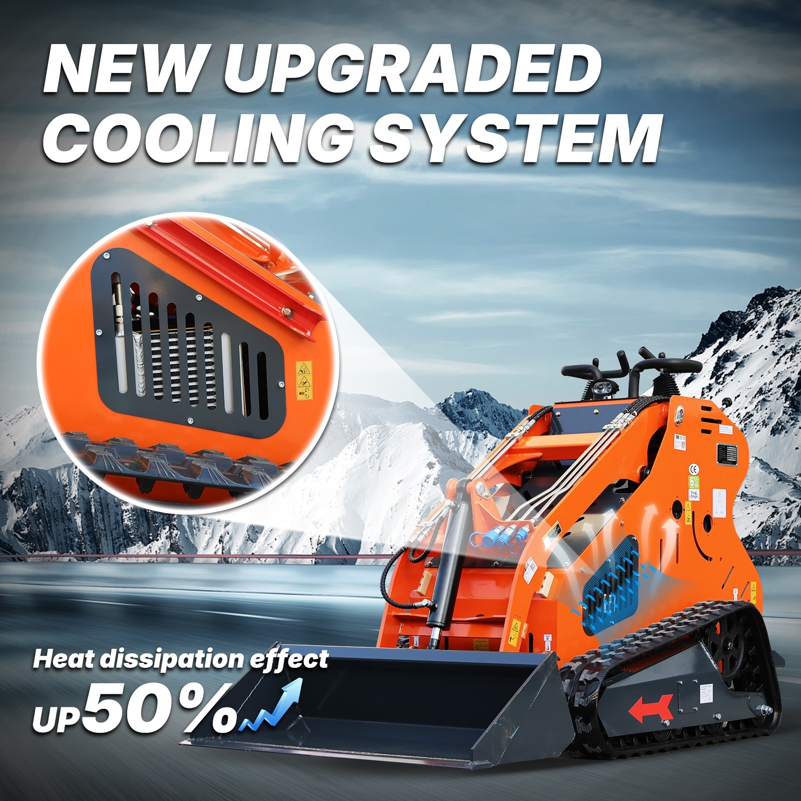 Upgraded Mini Skid Steer 24HP Tracked Loader with Three-Stage Pump