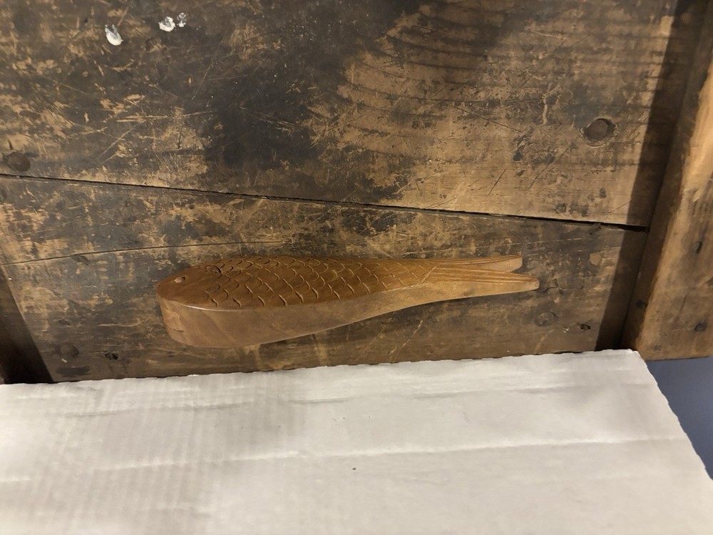 Mid Century Artisanal Hand Carved Fish Shaped Nutcracker