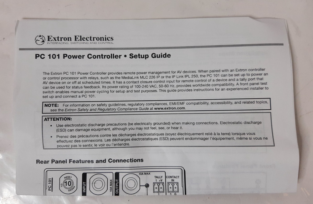 Extron PC 101 AC Power Controller (60-1378-01) - New Open Box