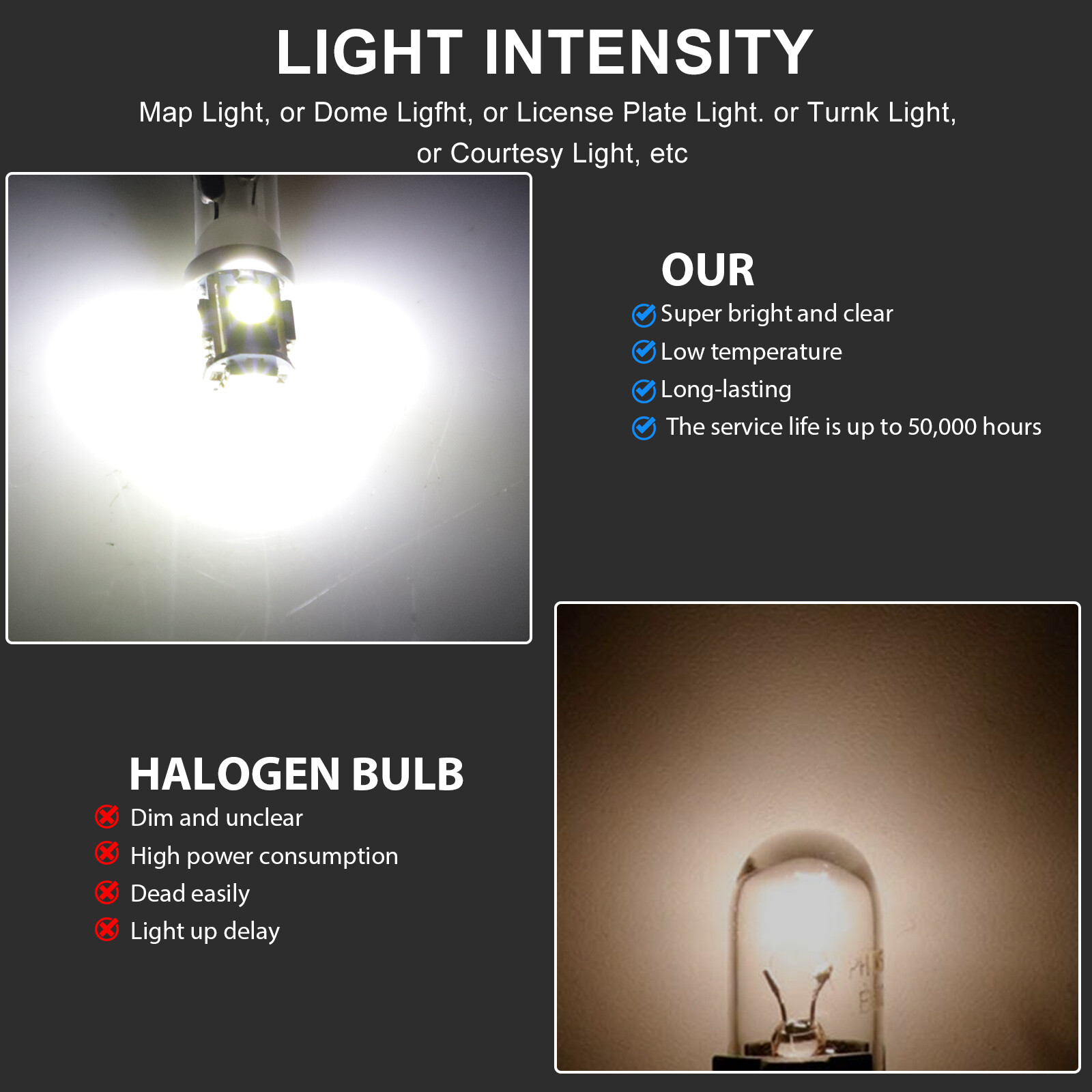 70PCS T5 T10 5050-SMD LED Speedometer Instrument Gauge Cluster Dash Light Bulbs