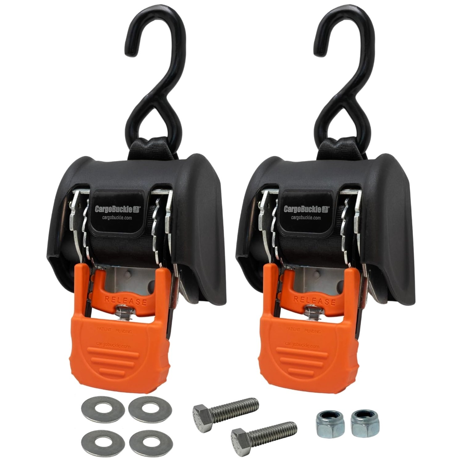 Reliable G3 Self-Retracting Ratchet Straps - Heavy Duty, 2-Inch x 6-Feet, 2-Pack