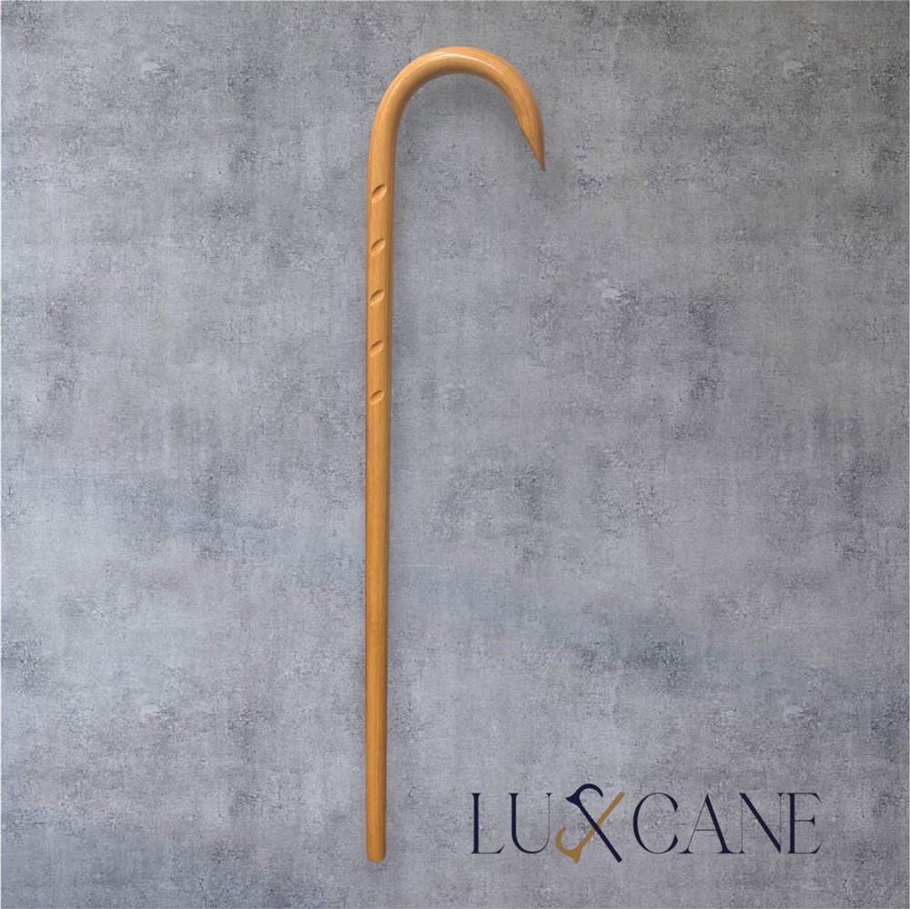 Classic Light Brown Walking Cane Grips Strong Solid Hickory Masters LuxCane P8LB