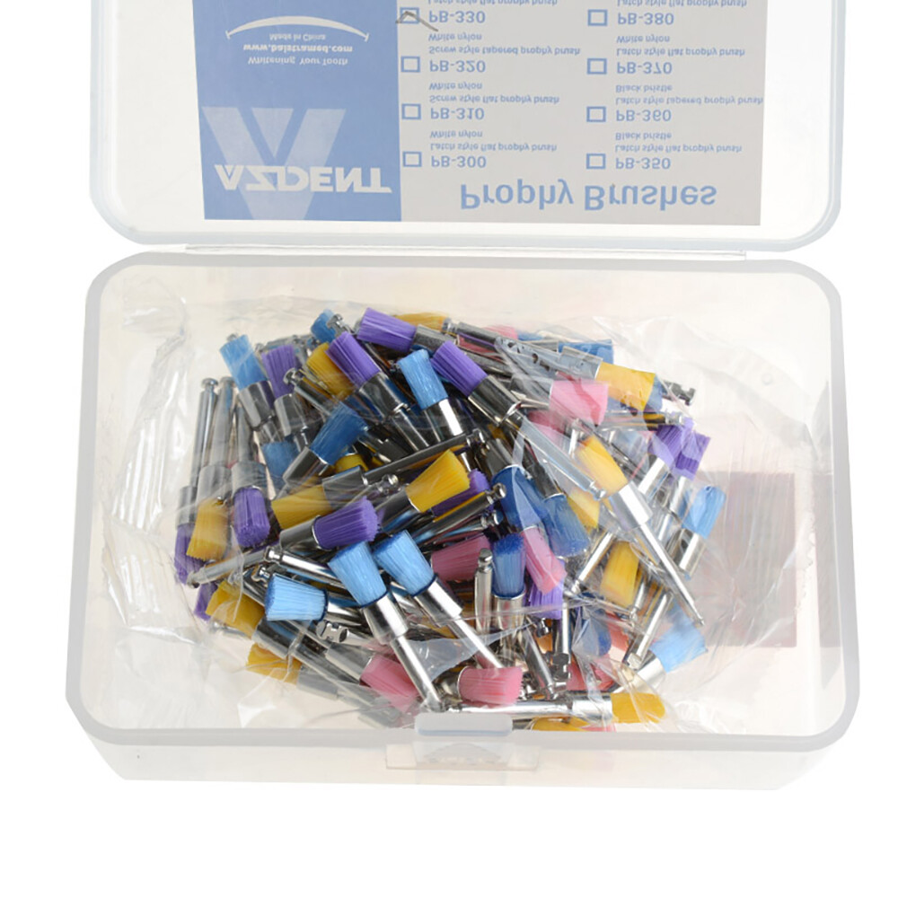 100pzas/pqt Tazón de Fuente de Nylon Colorido Dental Cepillo Profiláctico Pulido