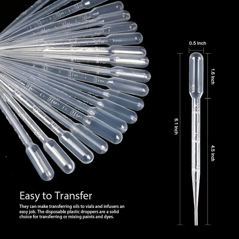 5pcs 3ml Durable Graduated Dropper,Disposable Plastic Transfer Pipettes - QTY5
