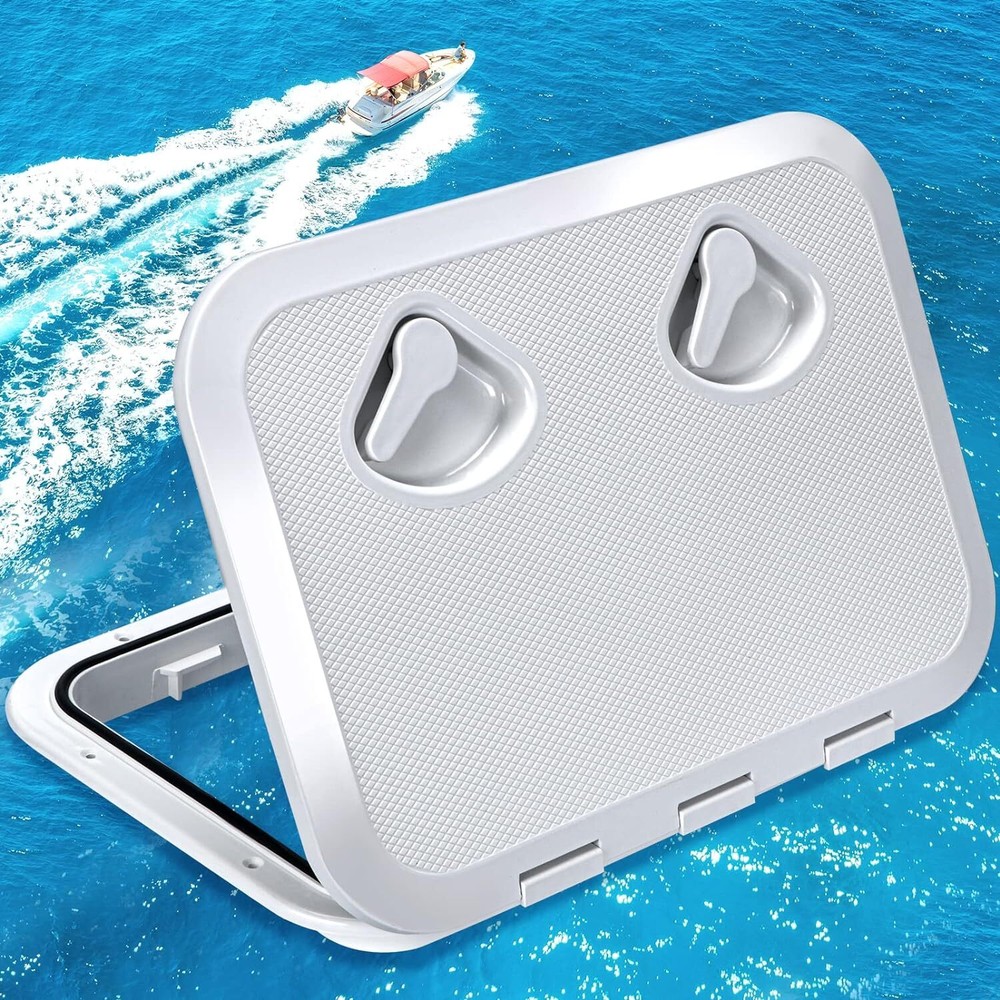 White Marine Deck Access Hatch 17.3“×12.4" Boat Hatch & Lid Rectangle Deck Hatch