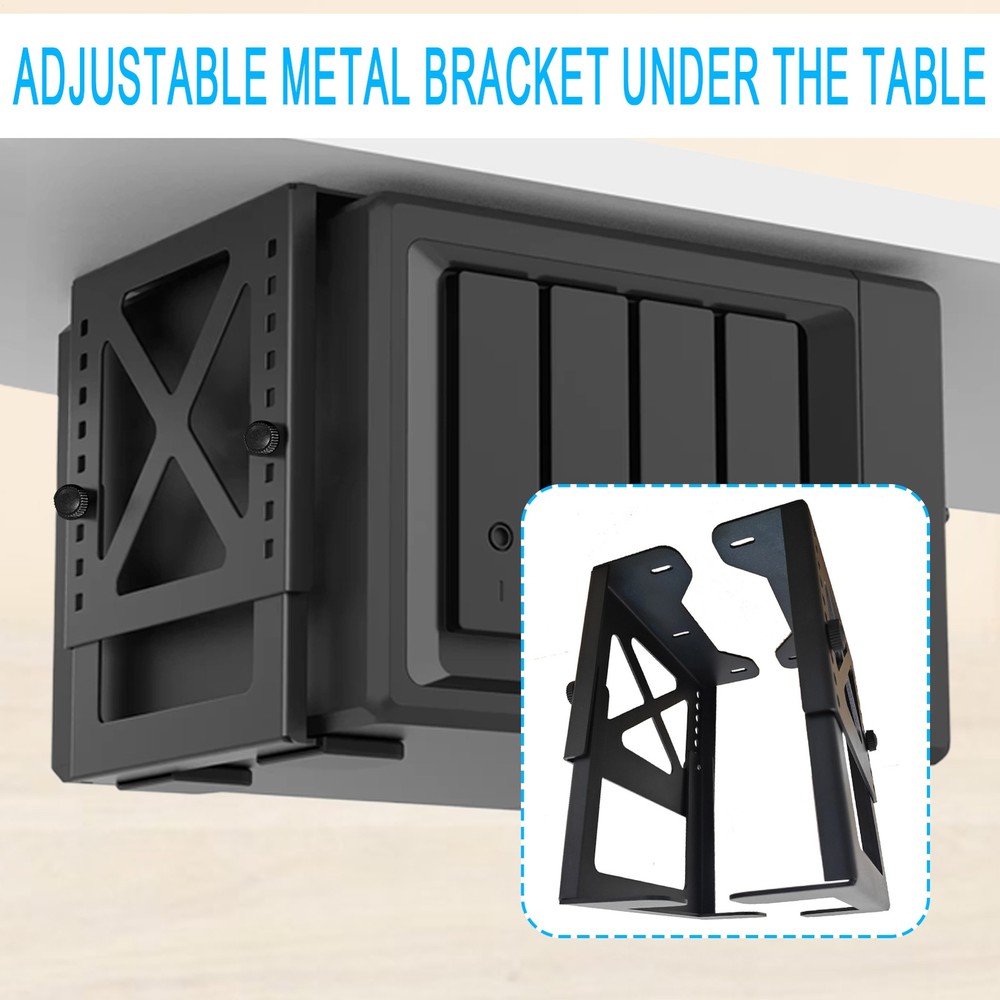 Computer Under Desk Mount Adjustable PC Bracket Adjustable Concealed