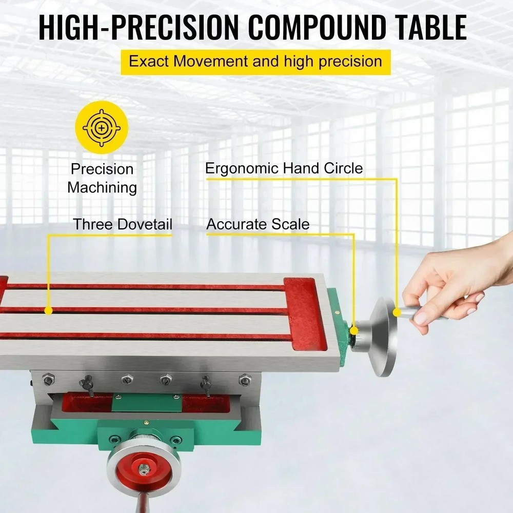 Milling Table Worktable Cross Milling Machine 17.7×6.7Inch Compound