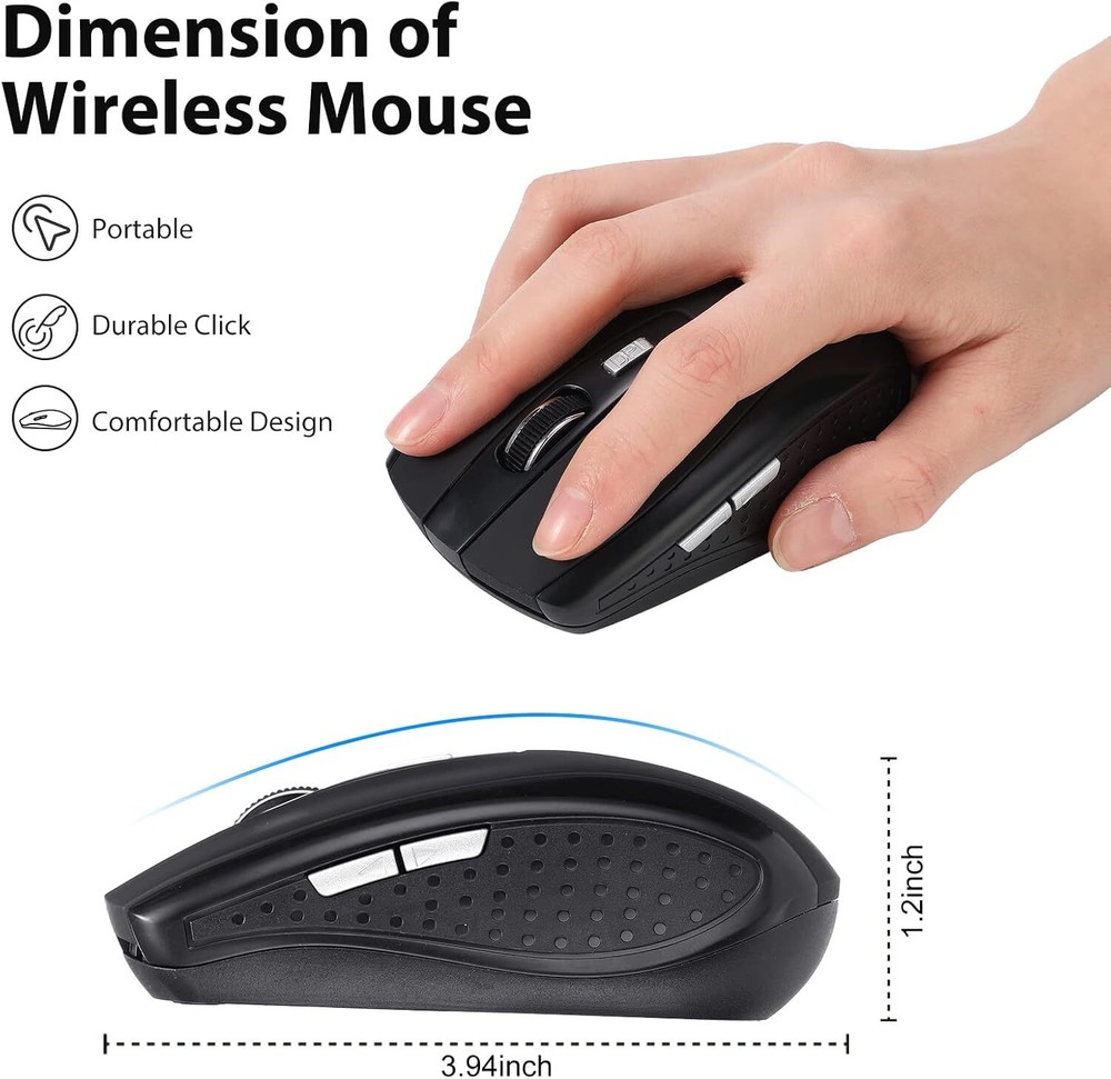 Macarrie 12 Pack Wireless Mouse for Laptop 1200dpi Computer Black