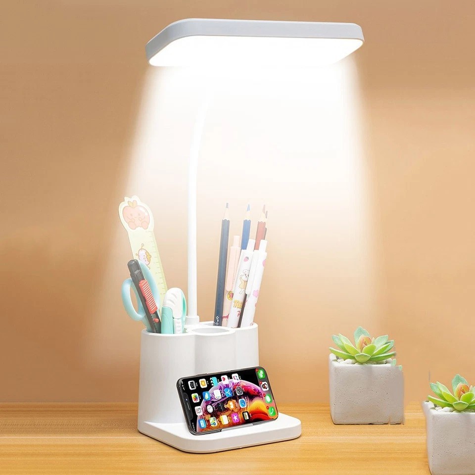 LED Desk Light Dimmable Touch Sensor Table Bedside Reading Lamp USB Rechargeable