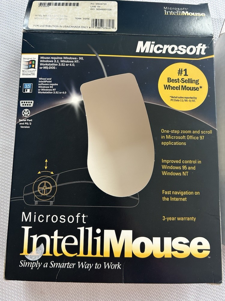 Microsoft IntelliMouse, DB9/PS/2 Version, Two Buttons Plus Dial-In Button
