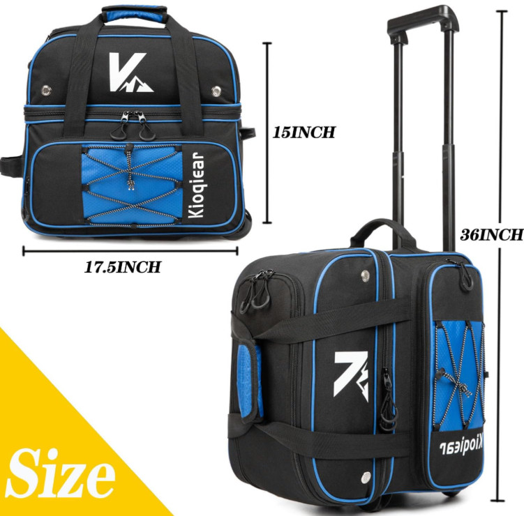 Double Roller 2 Ball Bowling Bag with Large Separate Shoe Compartment