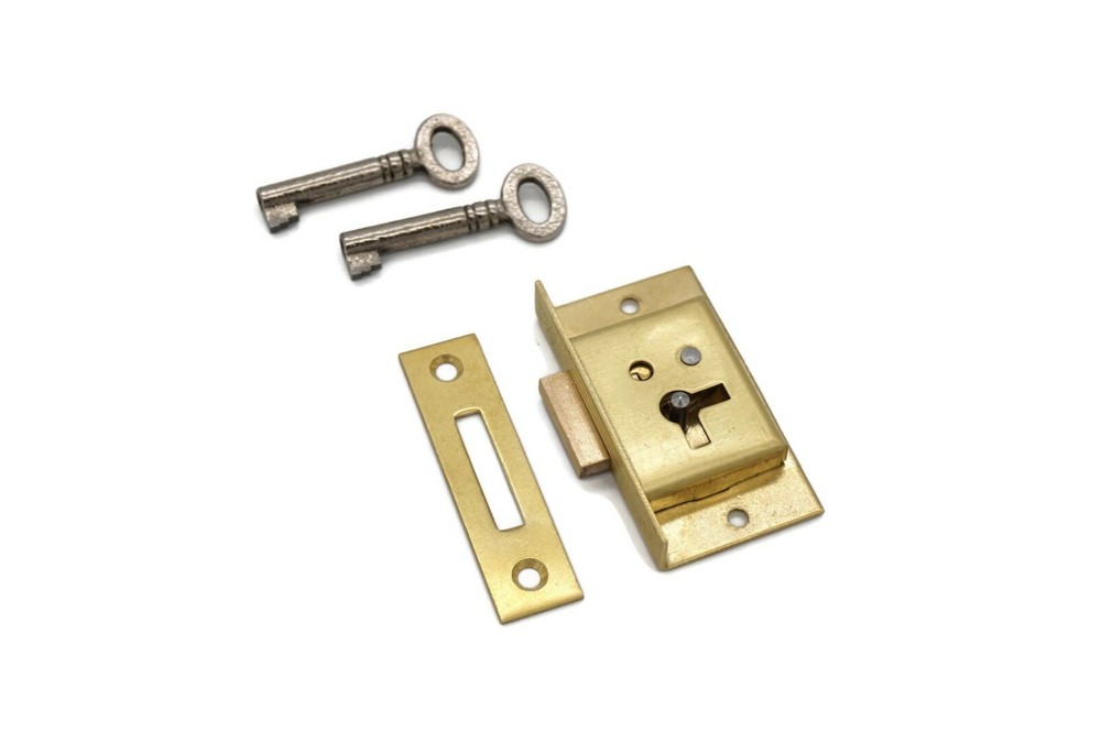 Half Mortise Lock Chest Trunk Small Box Lock Solid Brass Cabinet Lock 2 Keys