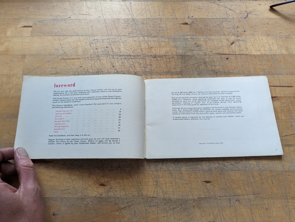 1963 Ford Consul Corsair Owners Handbook