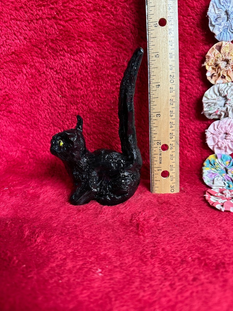 Handmade Pottery Black Cat Ring Holder
