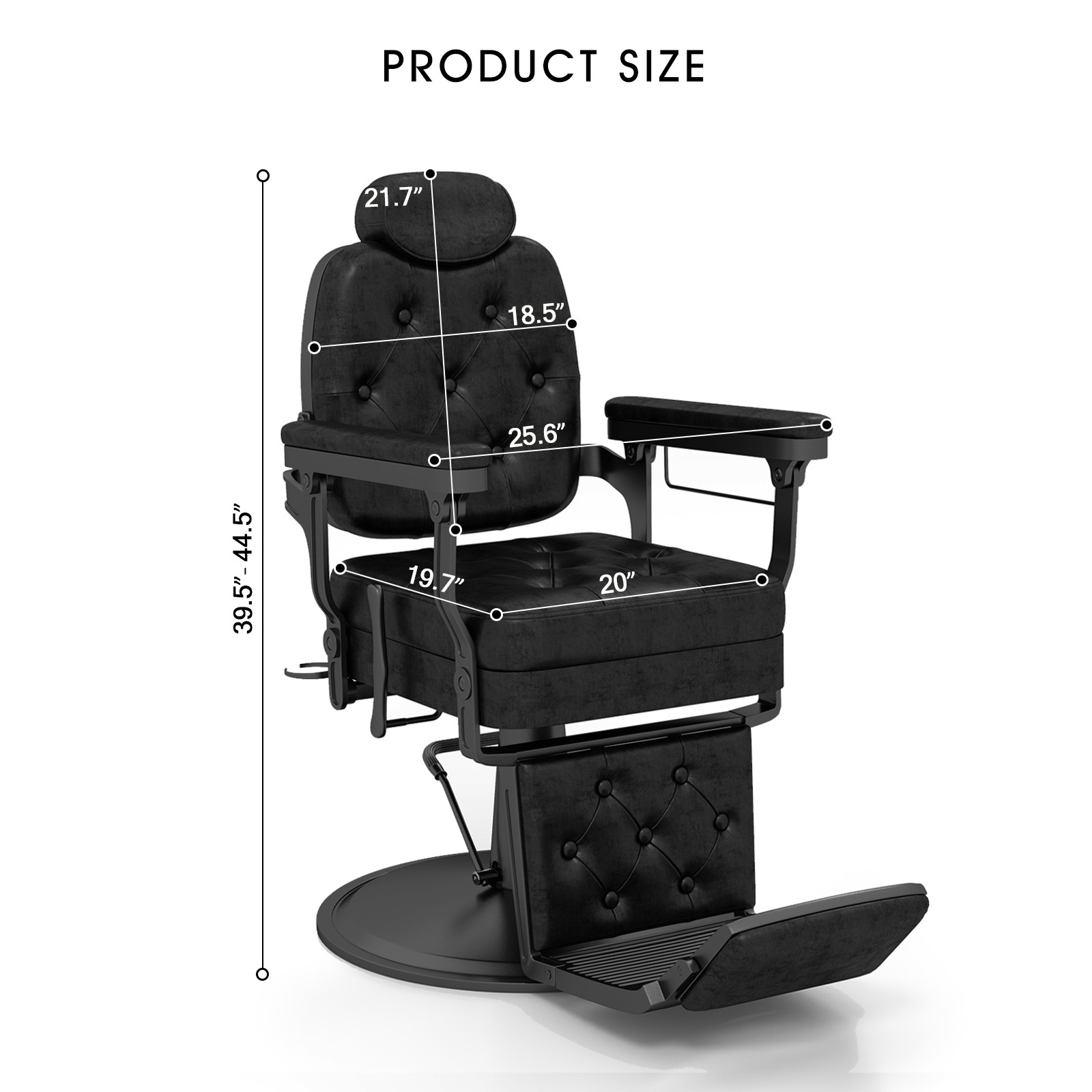 Black Recline All Purpose Vintage Barber Chair Hydraulic Heavy Duty Salon Beauty