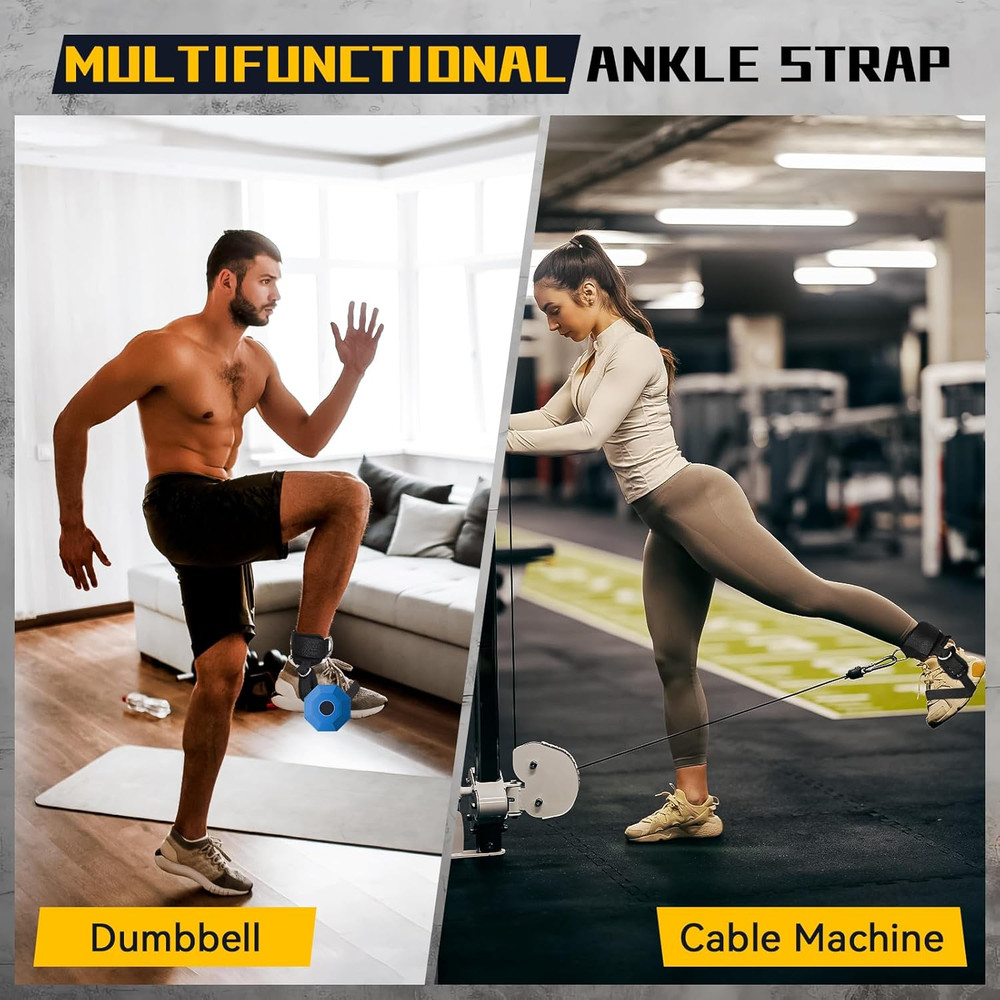 Cable Machine Ankle Straps with Steel D-Ring for Leg Workouts