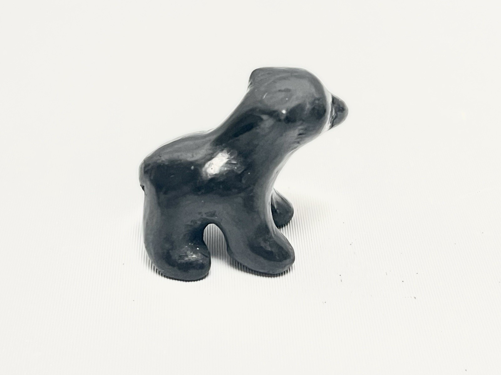 Santa Clara Black Pottery Bear Cub Miniature Dorothy Paul Gutierrez Signed 1.25”