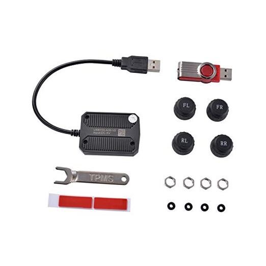 TPMS Tire Pressure Monitoring with 4 External Sensors, Voltage Monitor