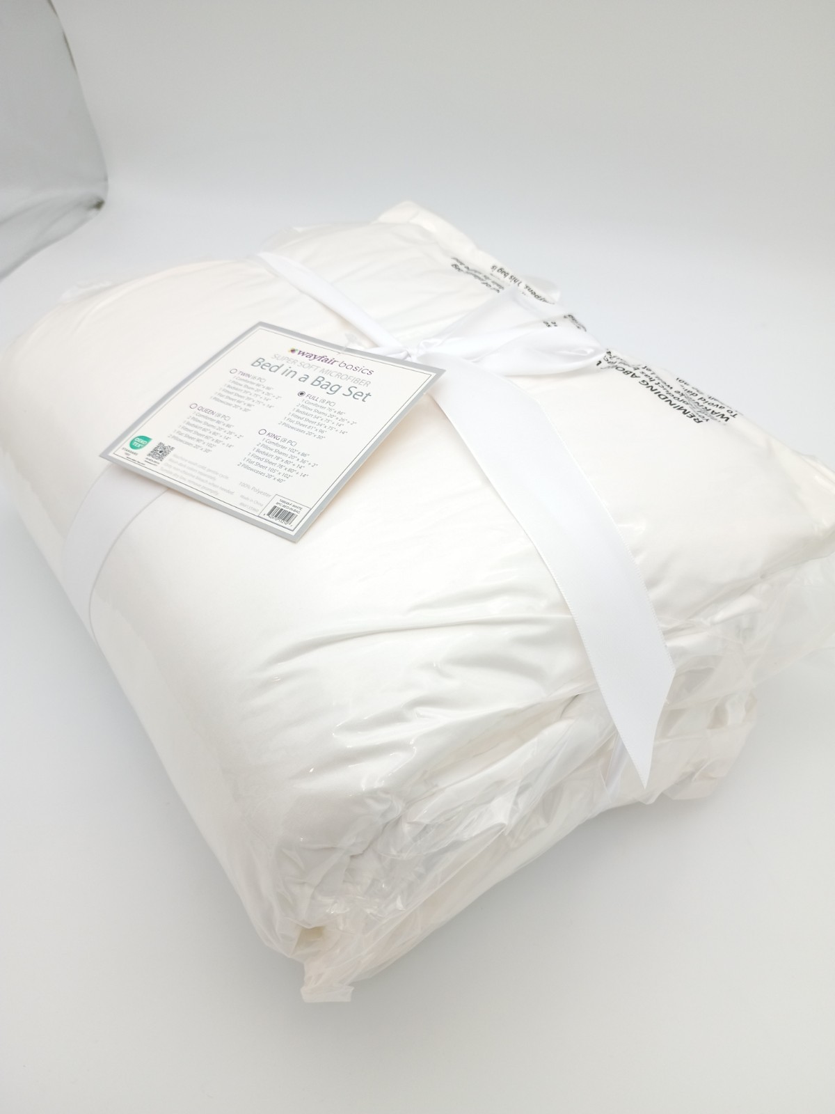 Wayfair Basics 8pc Full Super Soft Microfiber Bed in a Bag Set - Brand New-White