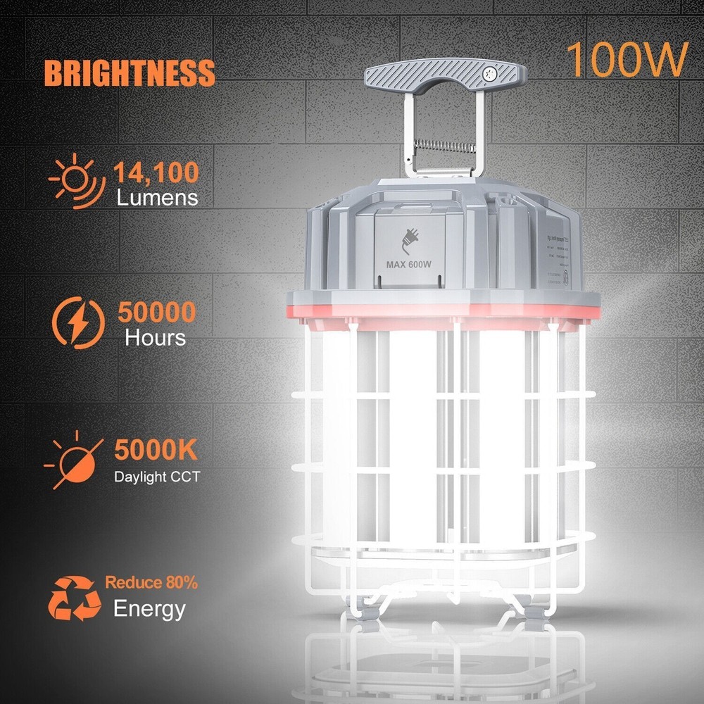 100W LED Temporary Work Light 14500Lm Construction Hanging Linkable Lighting ETL