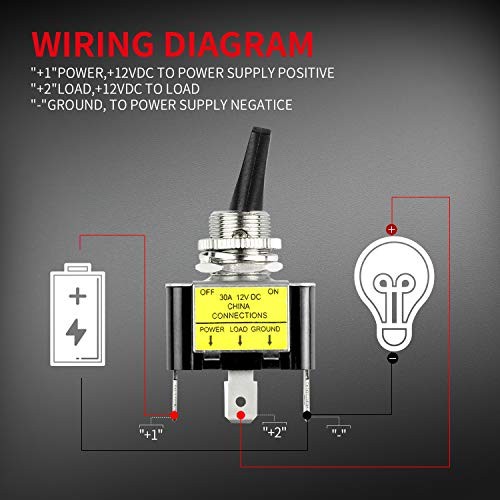 Illuminated Toggle Switch 12V LED, Green LED Lighted Toggle 2pcs Green LED