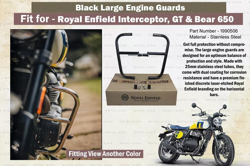 Royal Enfield Interceptor, GT, "Bear 650 Black Large Engine Guard"