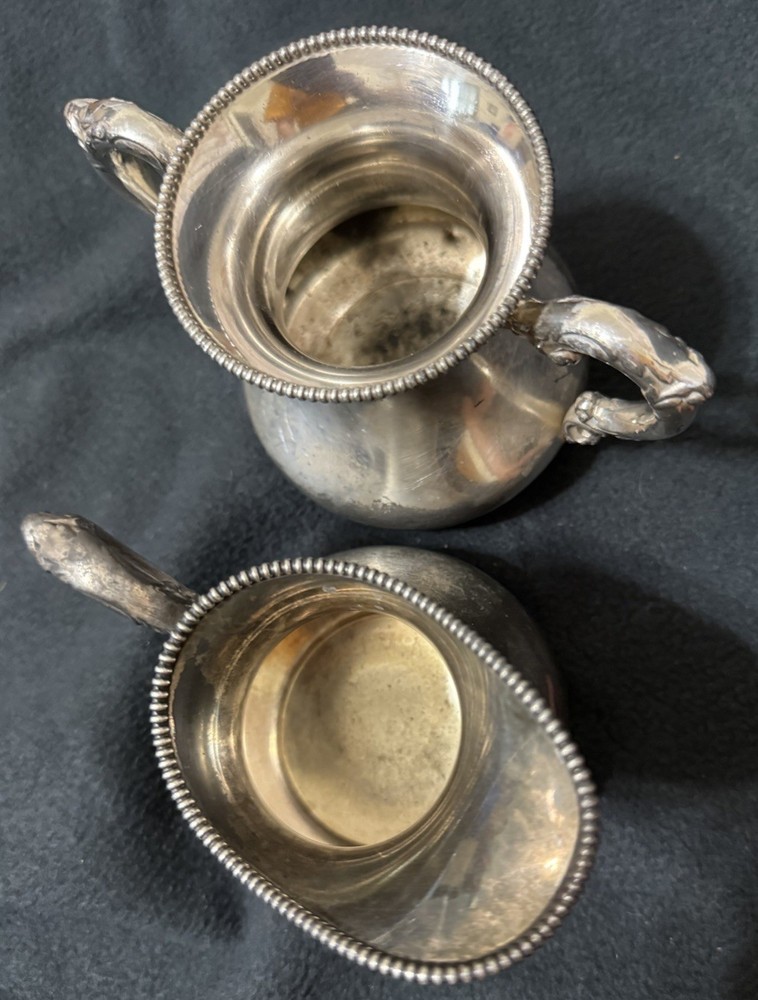 HOMAN CO. SILVERPLATE CREAMER & SUGAR BOWL SET Vintage