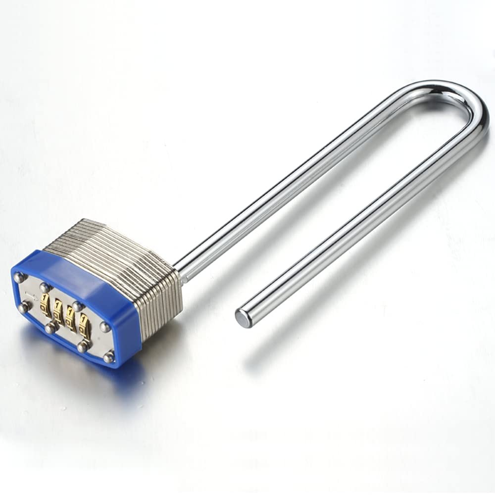 Padlock, Combination Lock, Laminated, with Long Shackle, 4 Digit Code, Gym Lo...