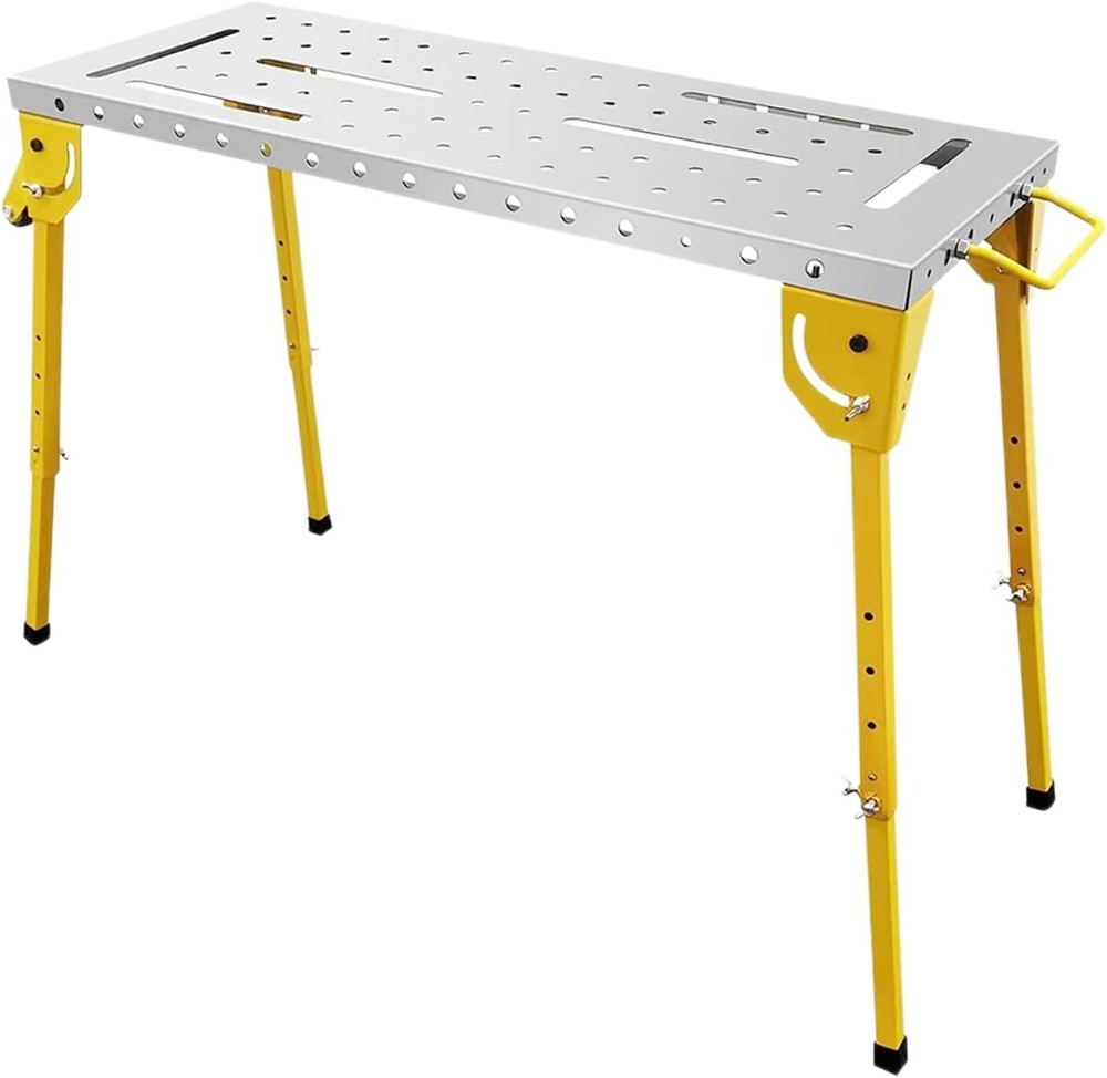 Welding Table 500LBS Folding Welding Workbench Wheels 44X21'' Adjustable Height