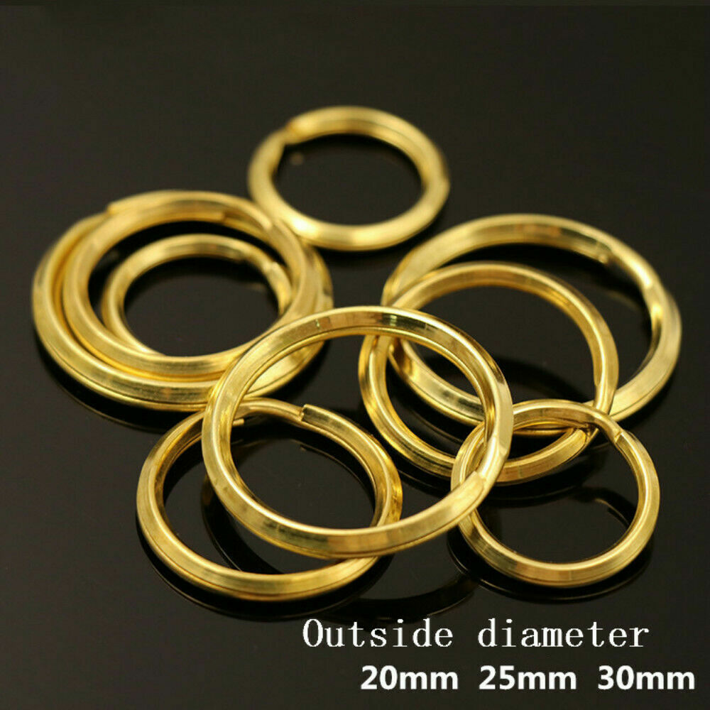 20mm-32mm 10pcs DIY Leather Craft Solid Brass Hoop Loop Key Ring Buckle Circle