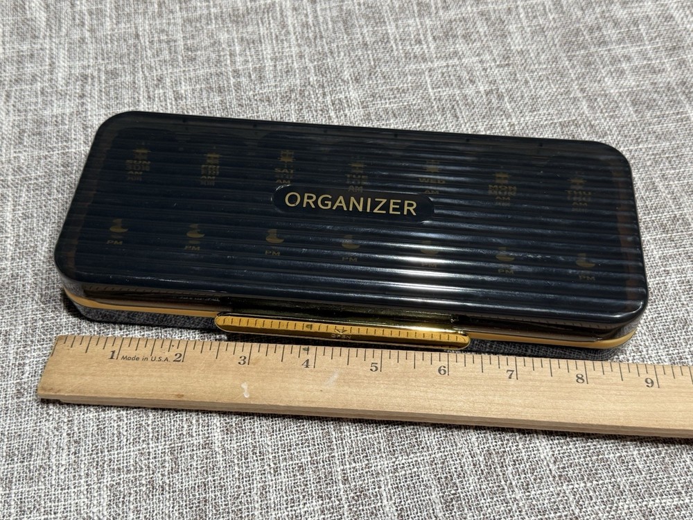 Weekly Pill Box Organizer Black/Gold