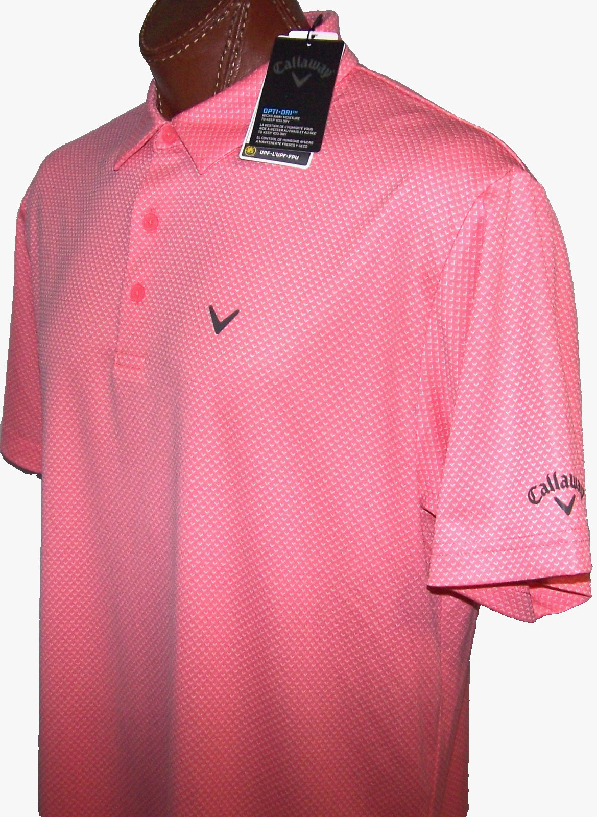 CALLAWAY Golf s/s Moisture Wicking, Sun protection POLO sz XL STRAWBERRY PINK