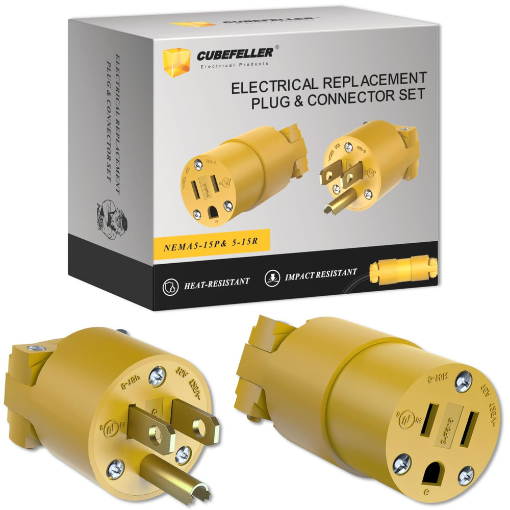 CUBEFELLER® Electrical Replacement Plug & Connector Set, Extension Cord Ends Mal