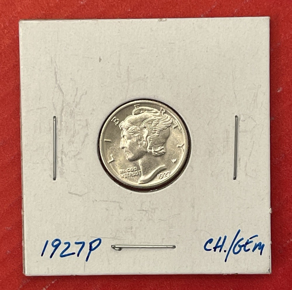 1927 P Mercury Silver Dime, Choice to Gem Uncirculated.