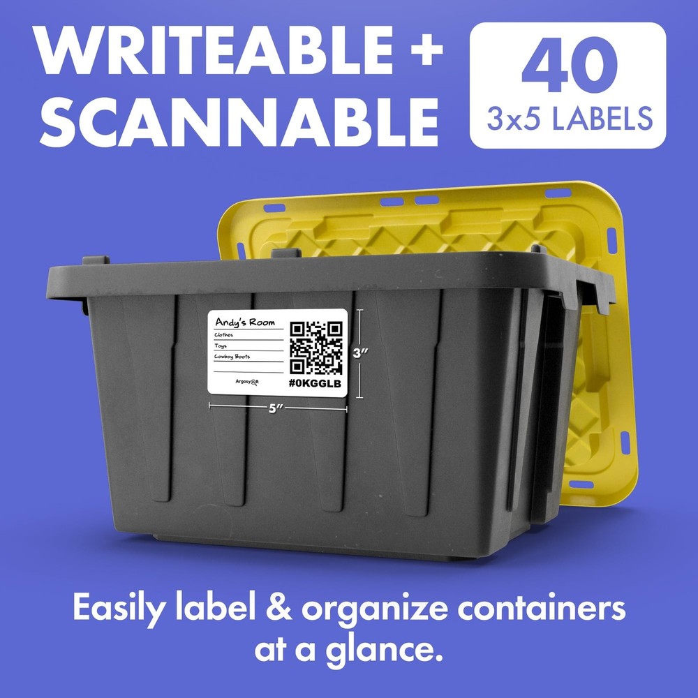 Code Durable Labels (3" x 5") for Storage & Moving - 40 USA-Made In... Fast Ship